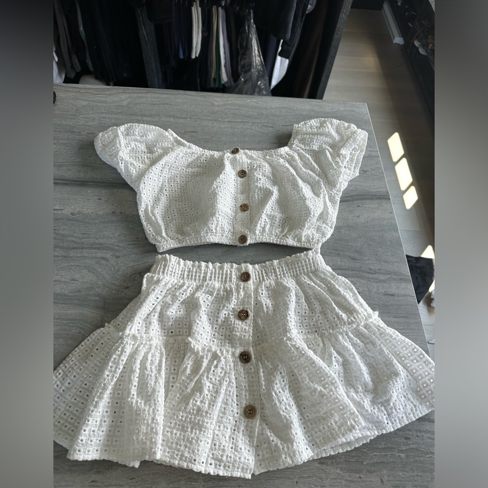 Eberjey White Eyelet Mini Skirt Set